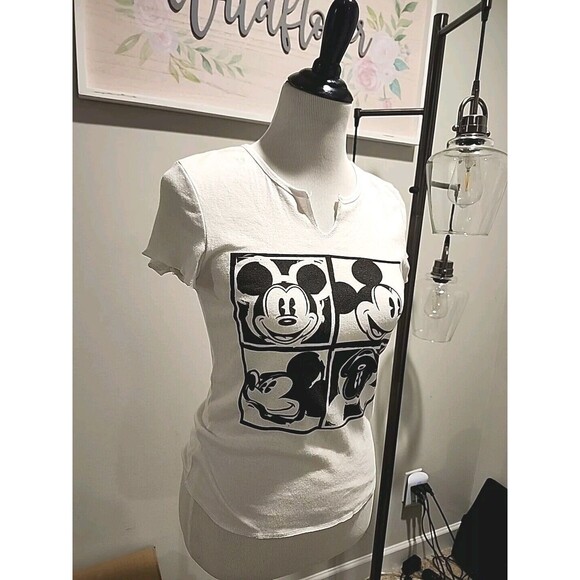 Girls Fitted Mickey Mouse Shirt Black and White Size Small By Disney A1 - Picture 2 of 5